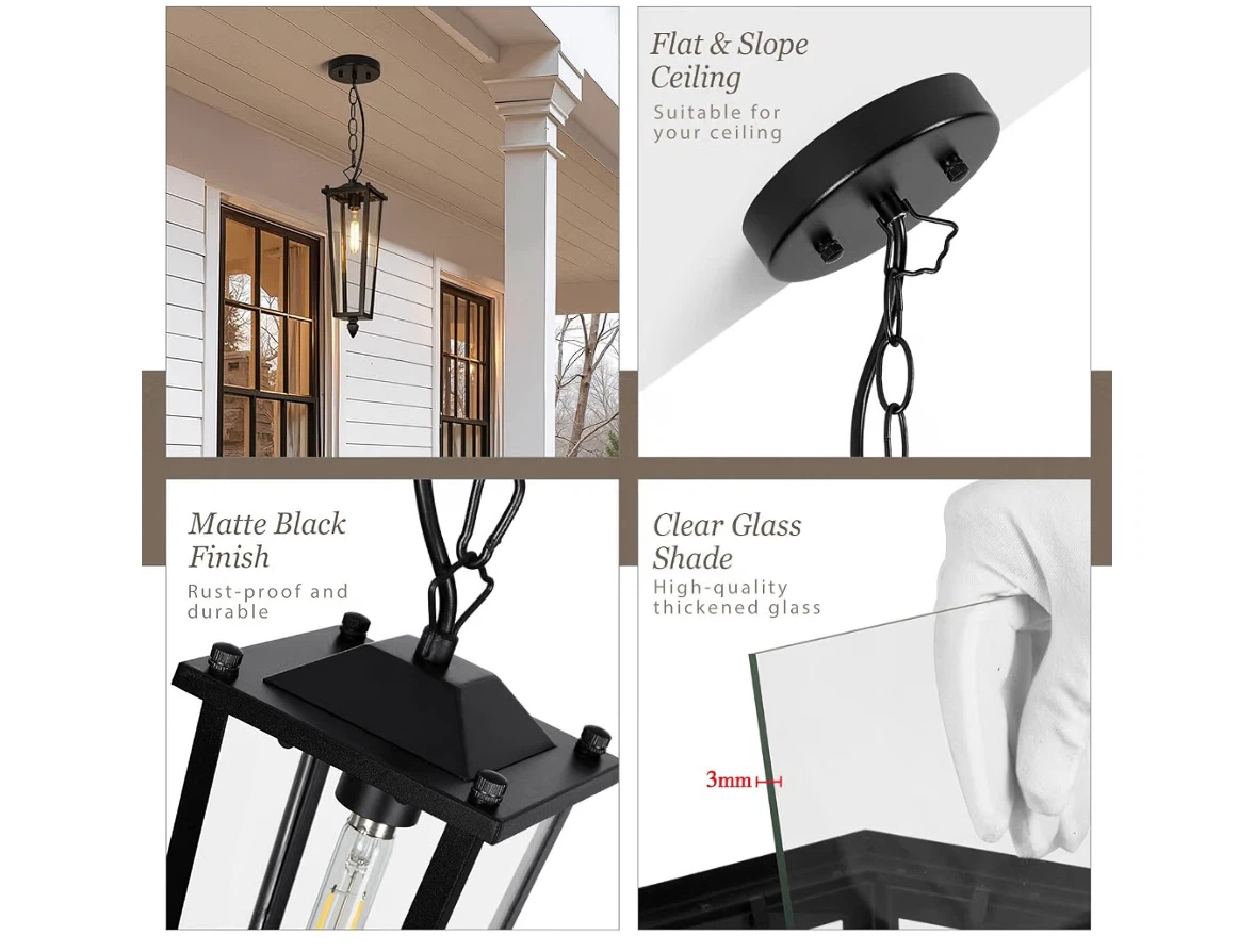 Outdoor Pendant Light - Matte Black - photo 2