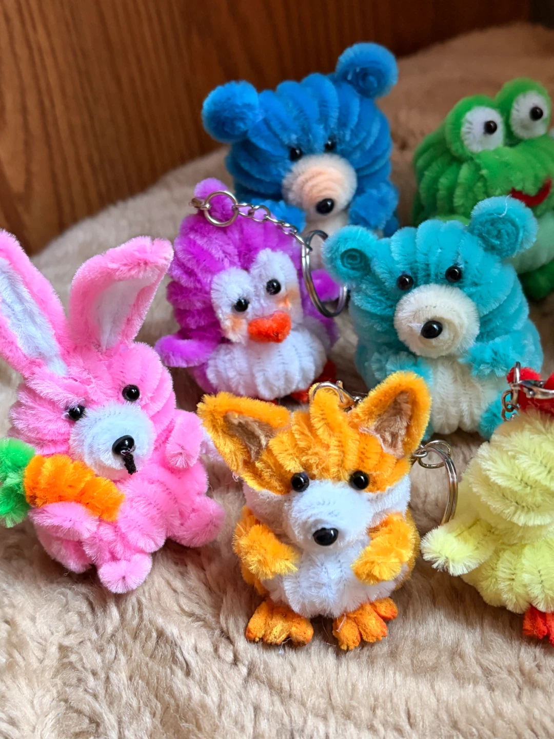 Assorted Handmade Pipe Cleaner Animal Keychains