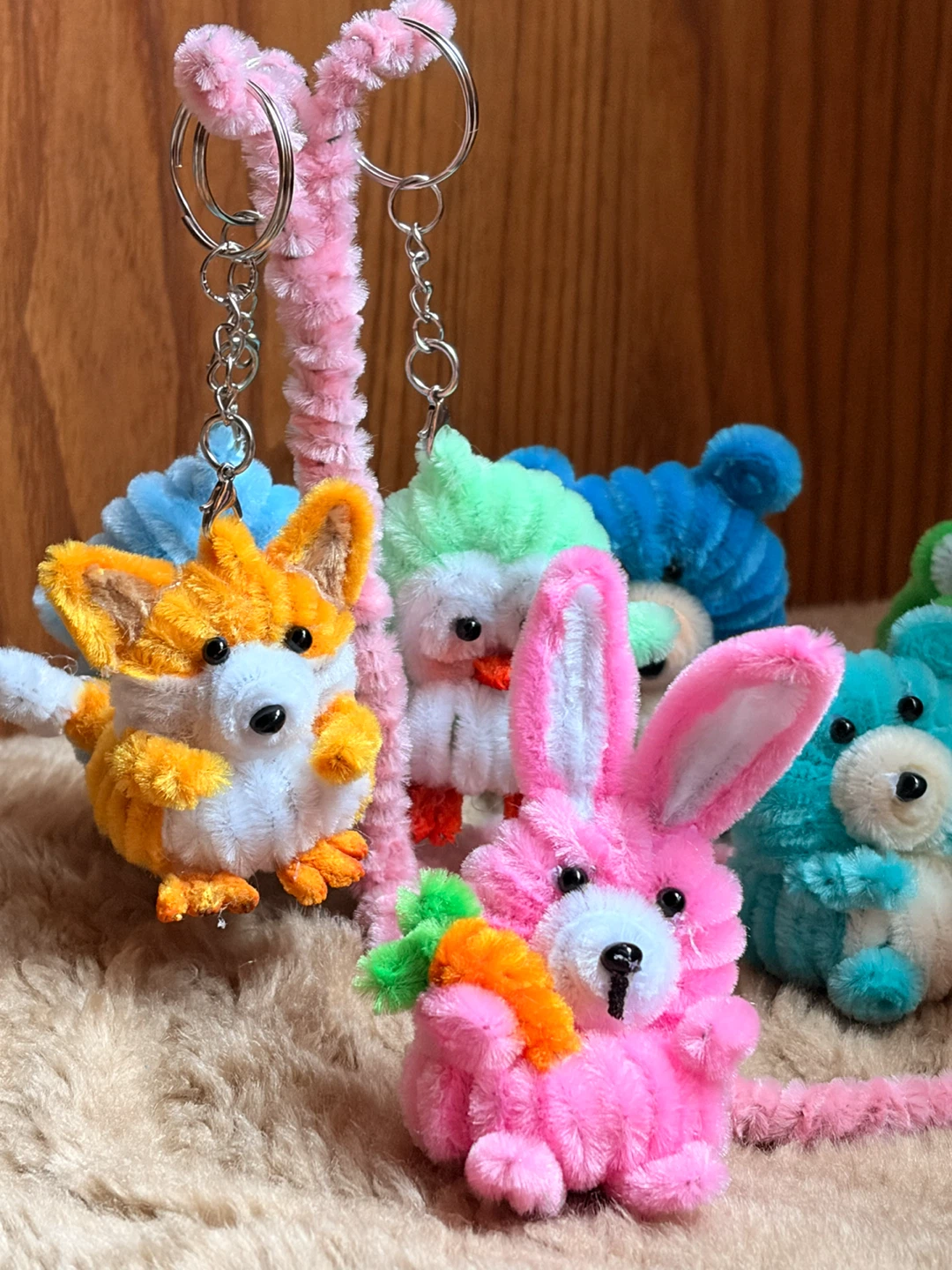 Assorted Handmade Pipe Cleaner Animal Keychains - photo 4