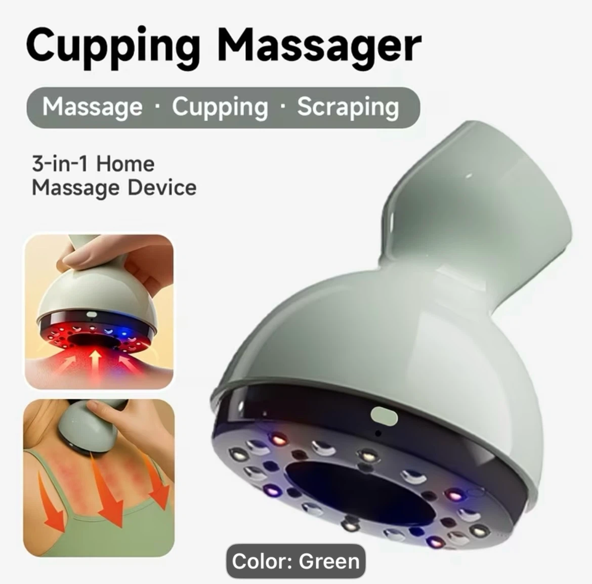 3-in-1 Green Cupping Massager Device