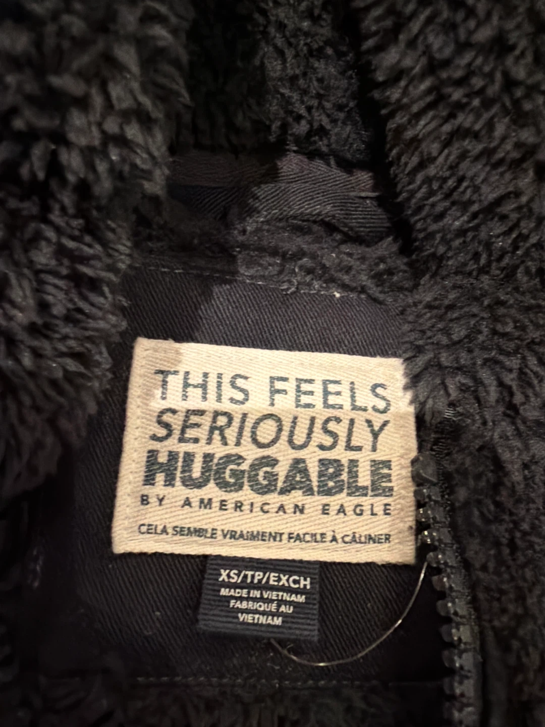 American Eagle Fuzzy Quarter-Zip Hoodie Black XS - photo 2