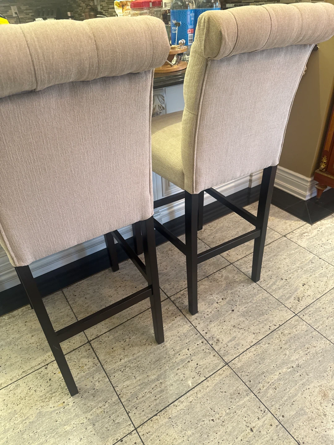 Set of Two Tufted Upholstered Bar Stools - photo 3