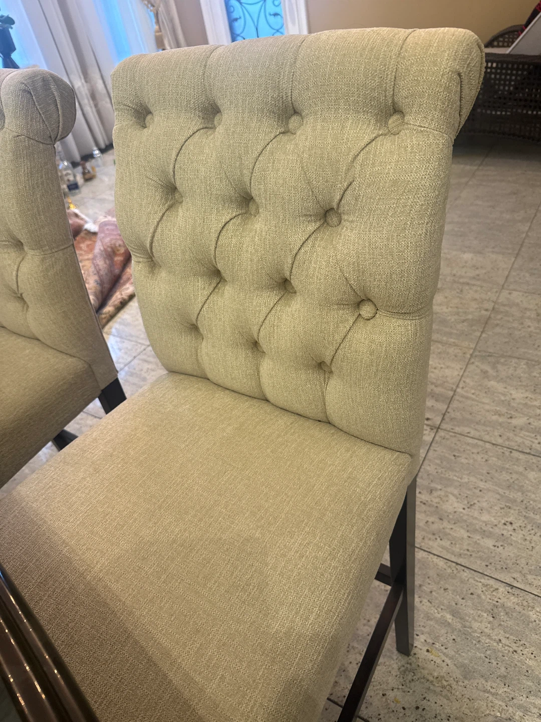 Set of Two Tufted Upholstered Bar Stools - photo 2