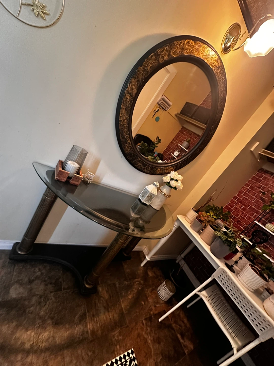 Glass Half-Moon Console Table - photo 3