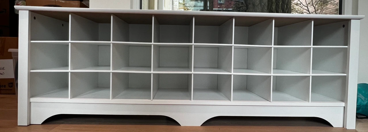 White 24-Cubby Shoe Organizer Cabinet- LIKE NEW
