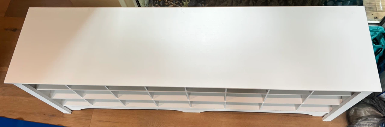 White 24-Cubby Shoe Organizer Cabinet- LIKE NEW - photo 2