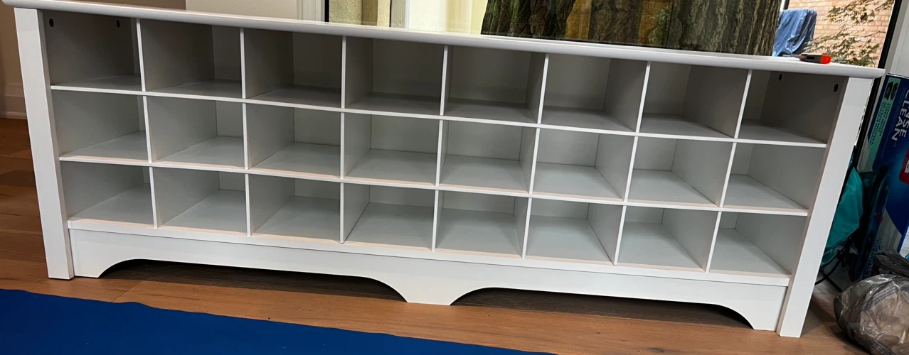 White 24-Cubby Shoe Organizer Cabinet- LIKE NEW - photo 3