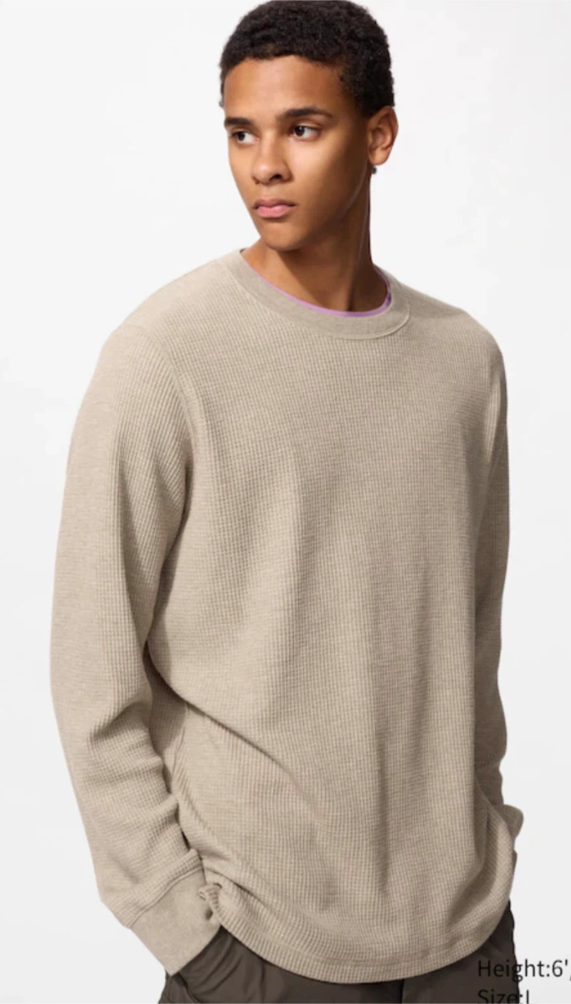 Uniqlo Waffle Crew Neck Long Sleeve Shirt