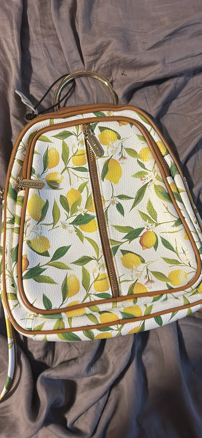 Valentina Lemon Print Backpack real Italian leather