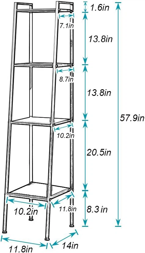 White Metal 4-Tier Slim Storage Shelf - Pickup only - photo 5