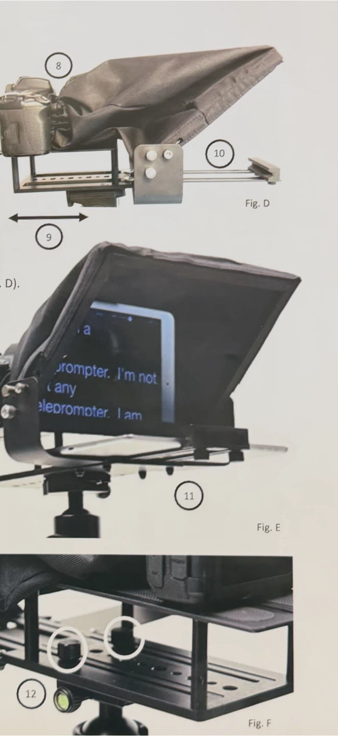 Portable 12-inch teleprompter