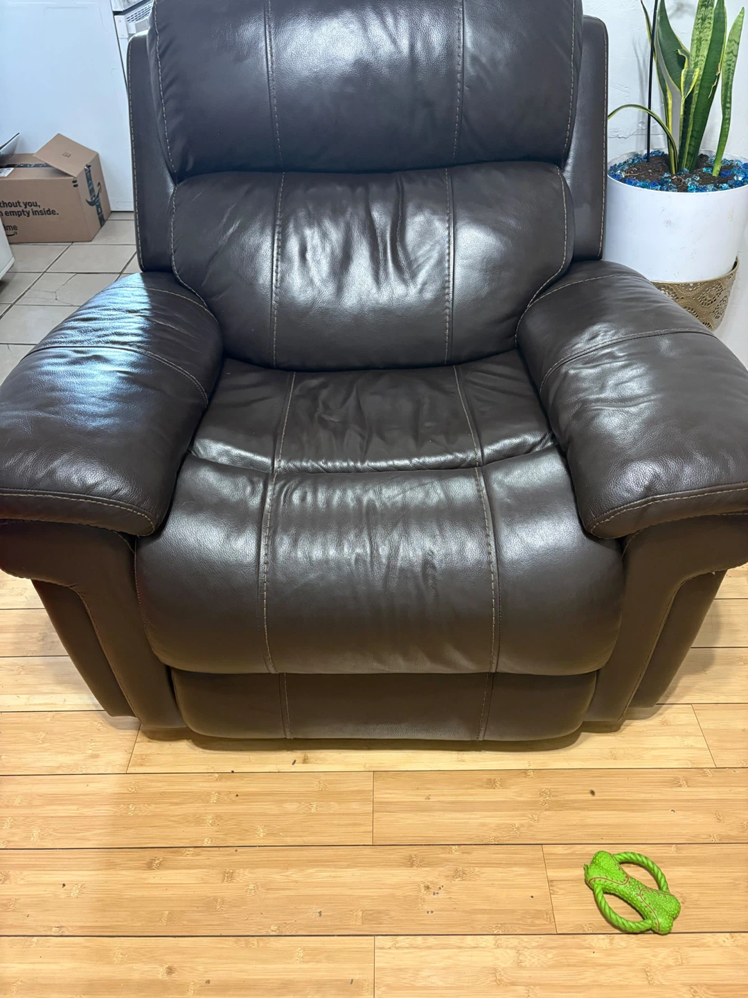 Dark Brown Leather Reclining Sofa