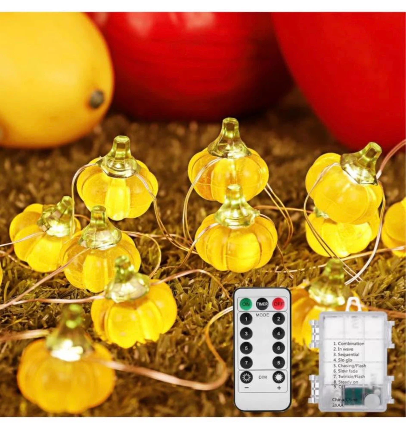 Pumpkin LED Fairy String Lights with Remote, brand new