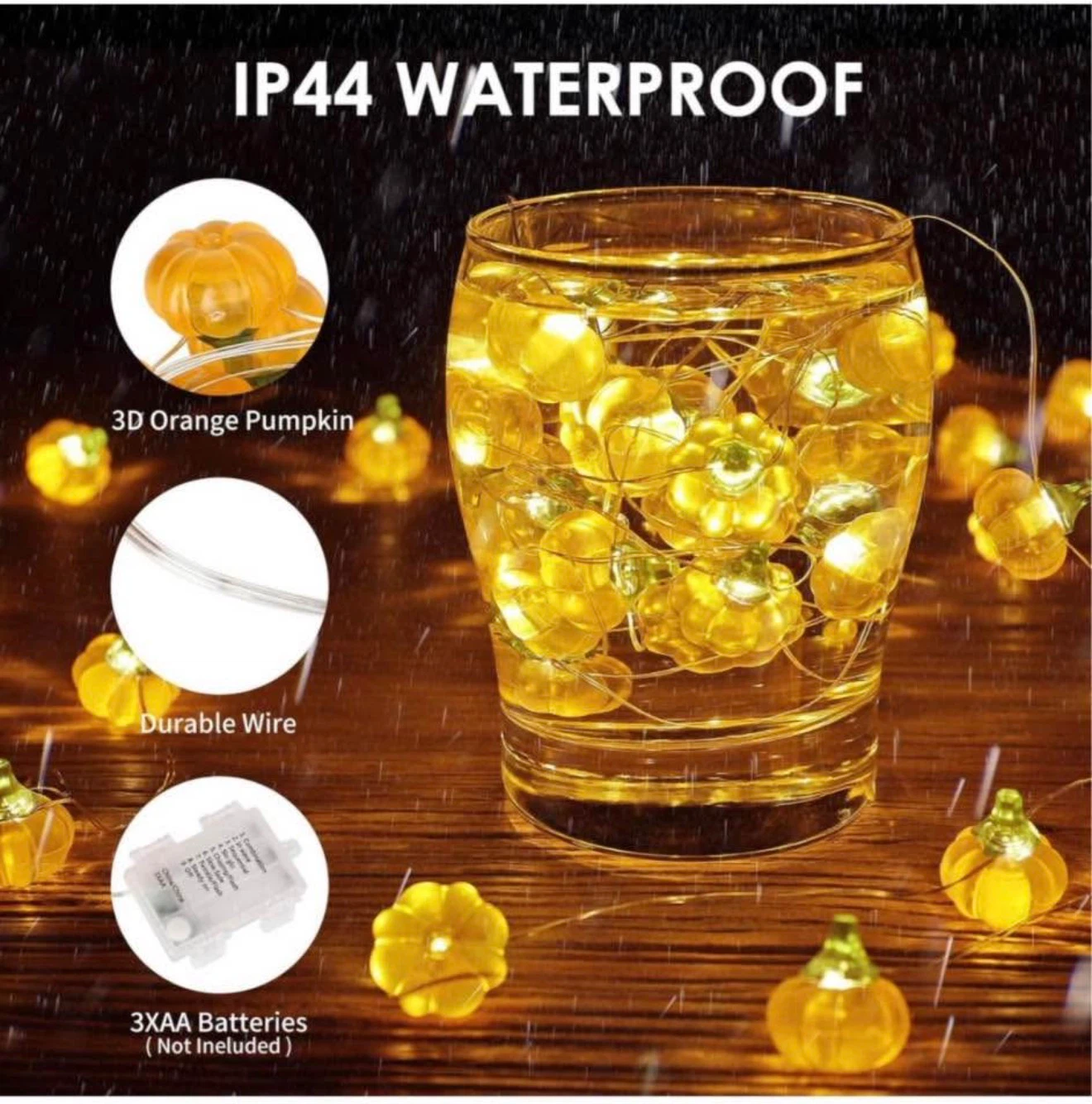 Pumpkin LED Fairy String Lights with Remote, brand new - photo 5