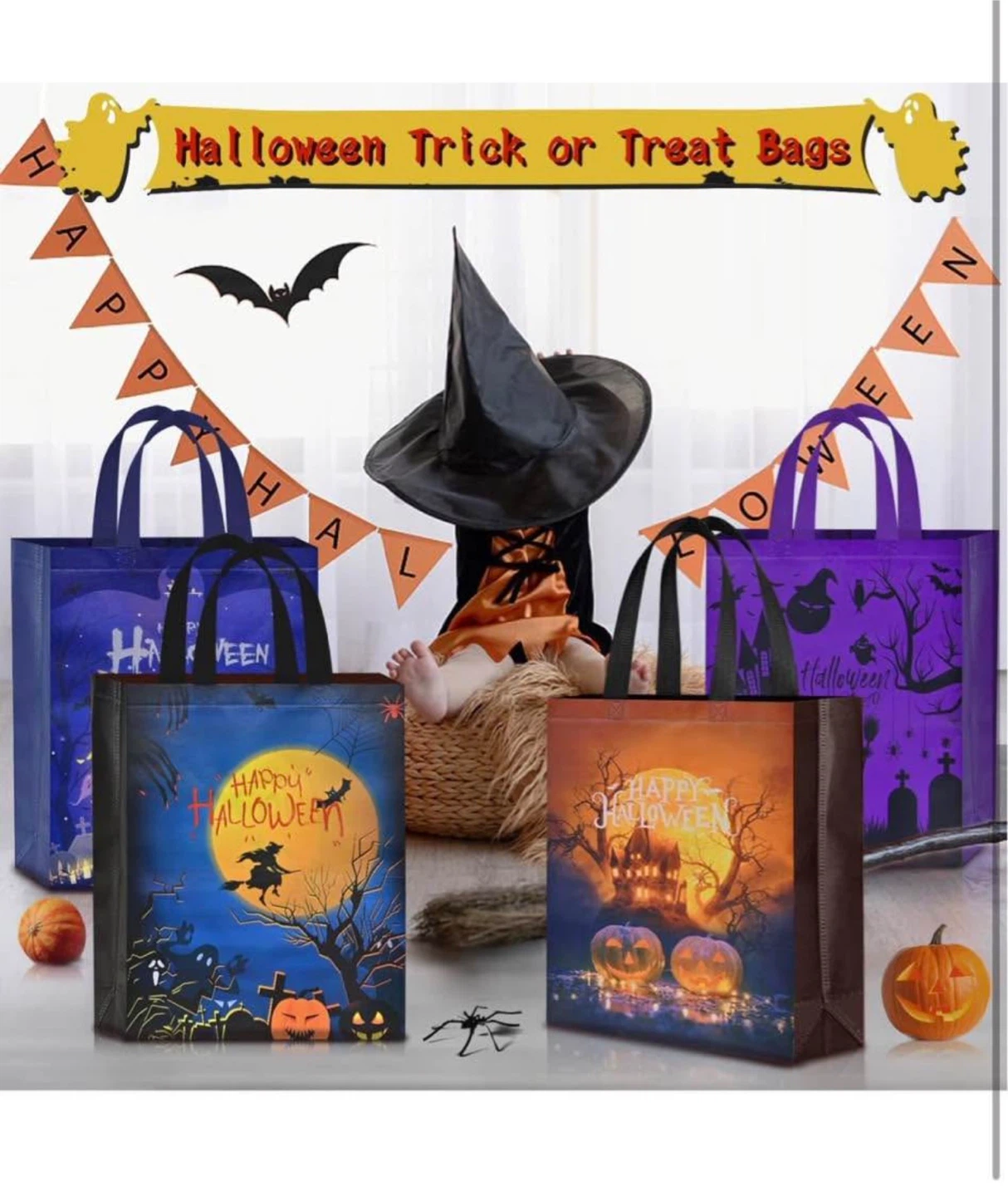 Set of Halloween Trick or Treat Reusable Bags, 9 pcs - photo 4