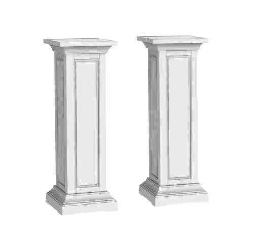Set of 2 White Pedestal Plant Stands