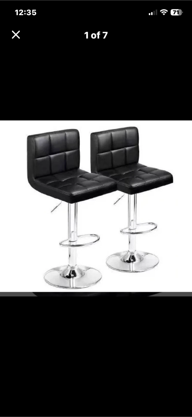 Set of Two Black Adjustable Bar Stools
