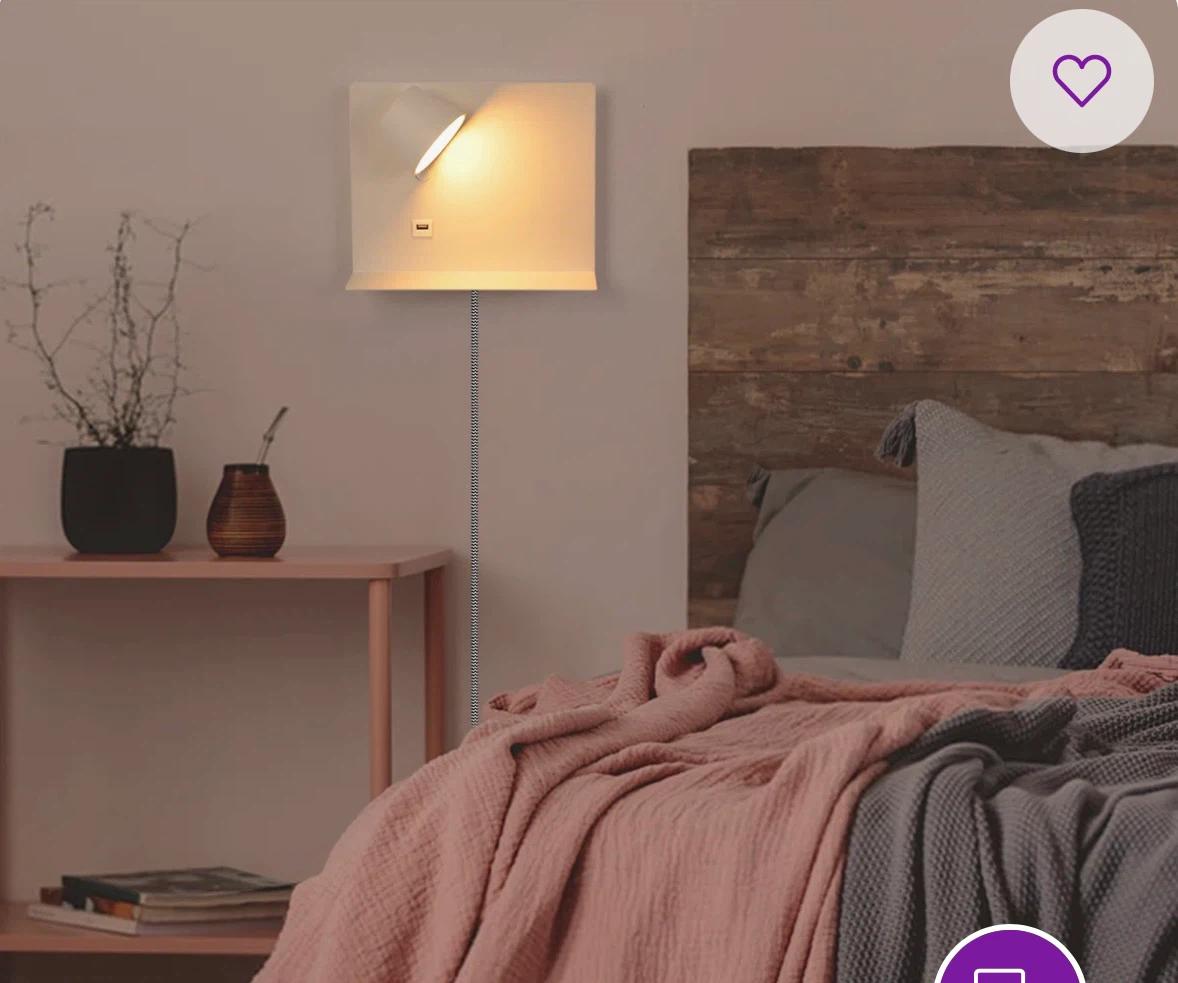Rotatable LED Wall Sconce with Shelf and USB - photo 3
