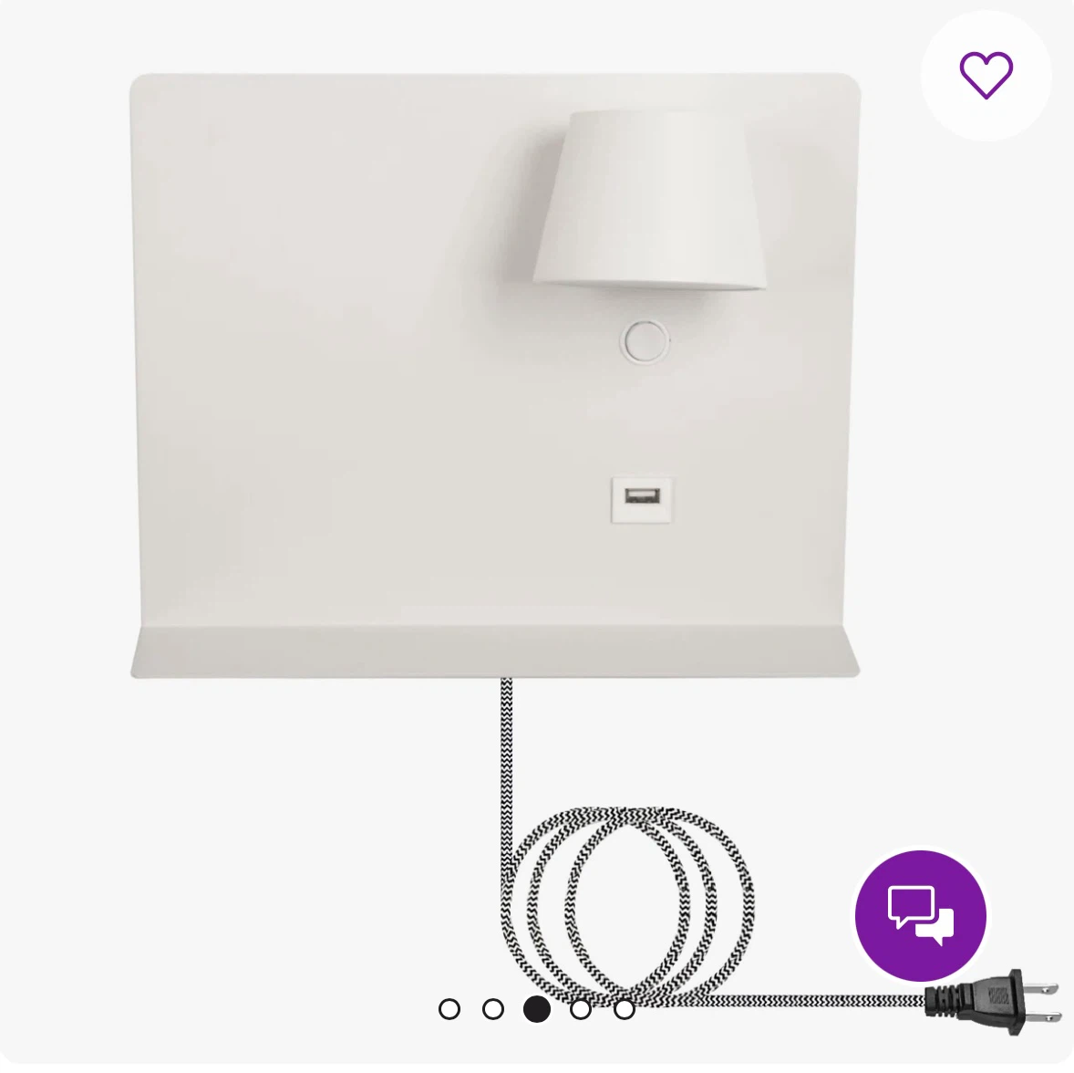 Rotatable LED Wall Sconce with Shelf and USB - photo 5