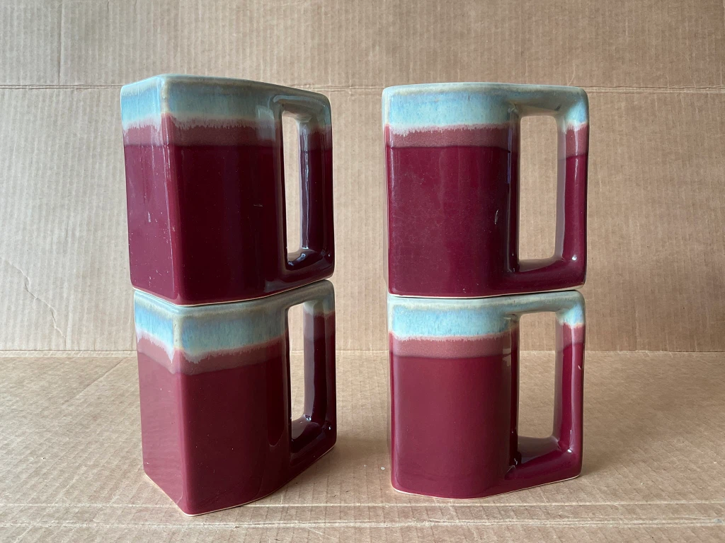 Vintage Rodolfo Padilla Stacking Mugs Set with Wood Stand 1980’s - photo 5