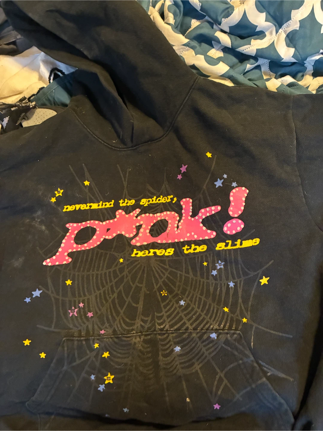 Nevermind the Spider Pink! Graphic Hoodie Black