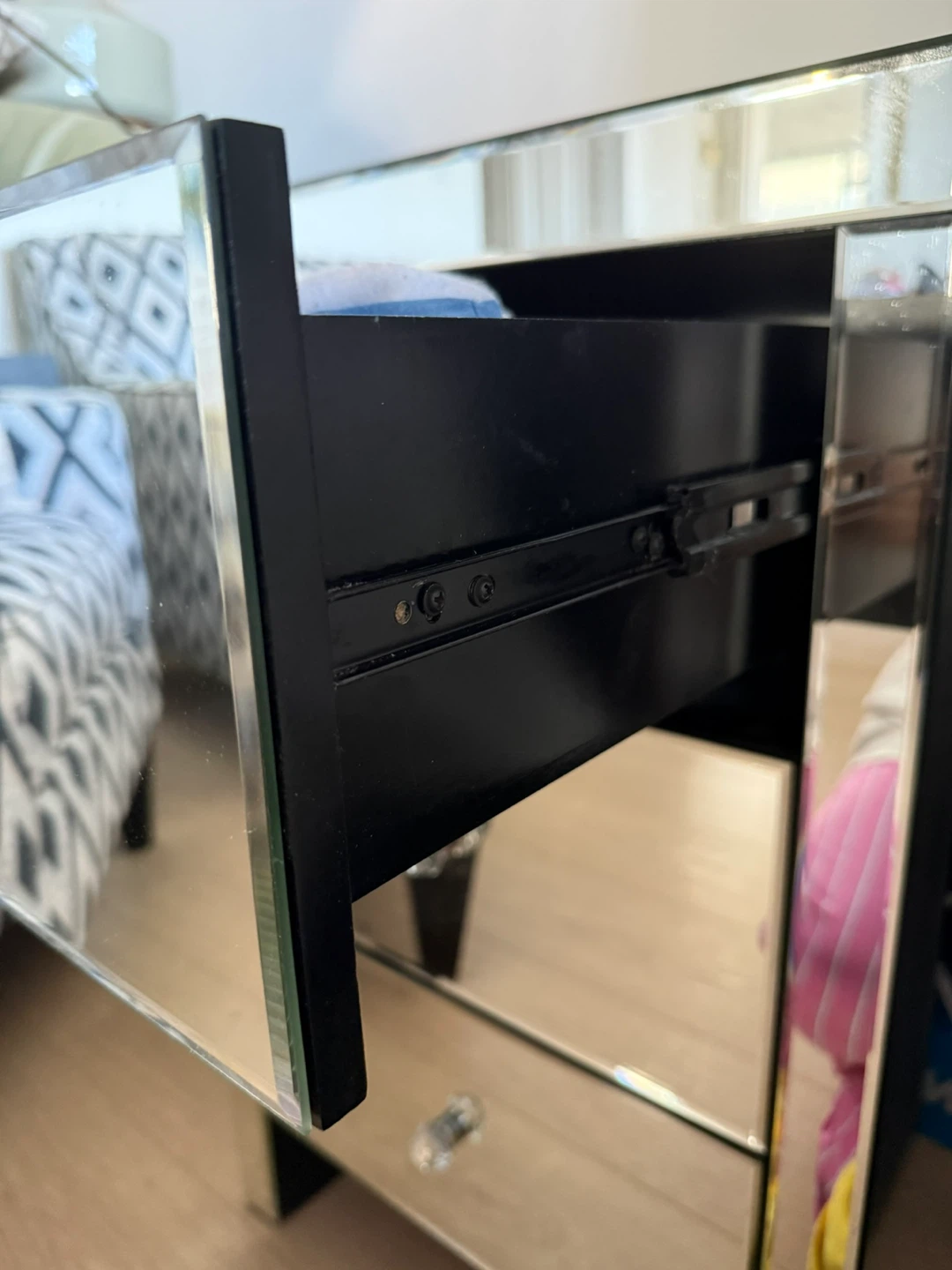 Mirrored Bedside Table with 3 Drawers - photo 5