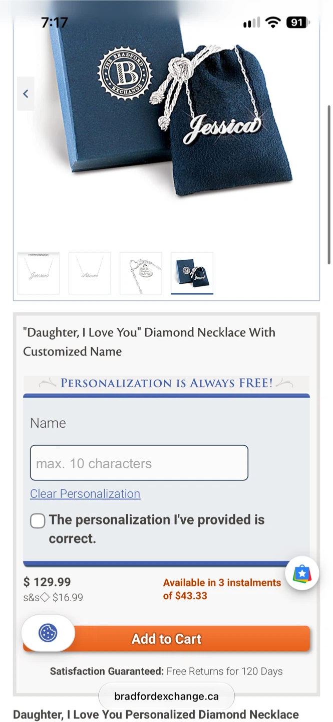 Bradford Exchange Personalized Diamond Necklace - photo 4
