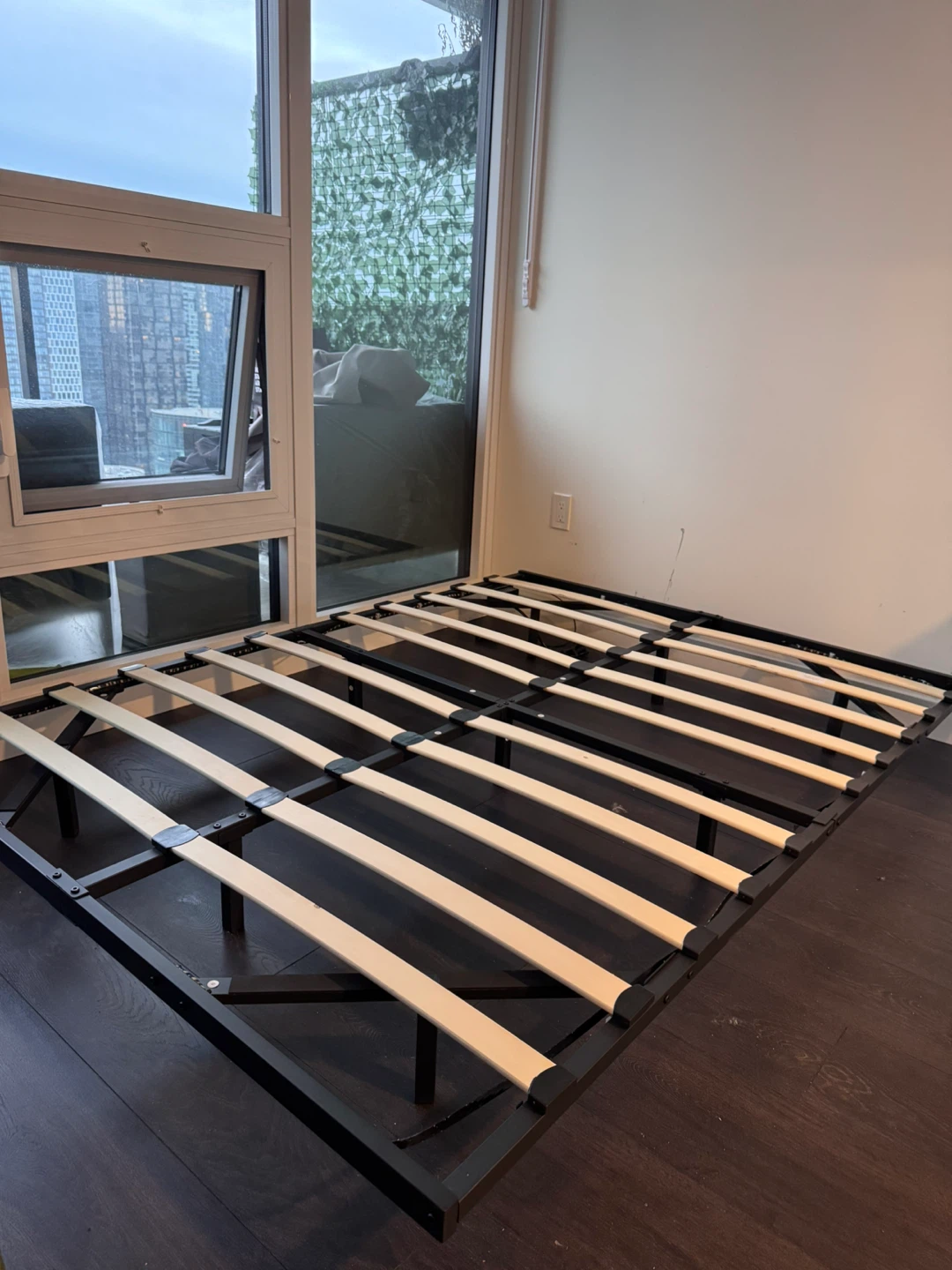 Double bed Metal Bed Frame with lights. Floating effect