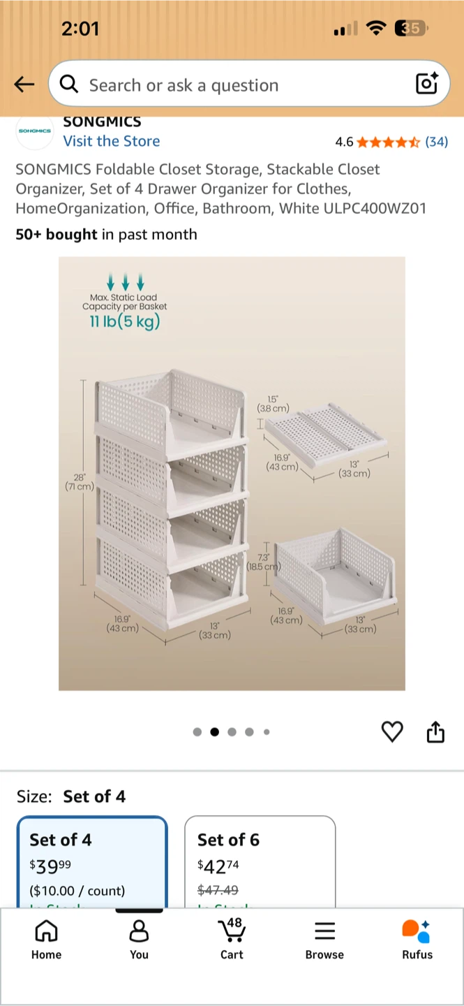 8 Foldable Stackable Closet Organizers