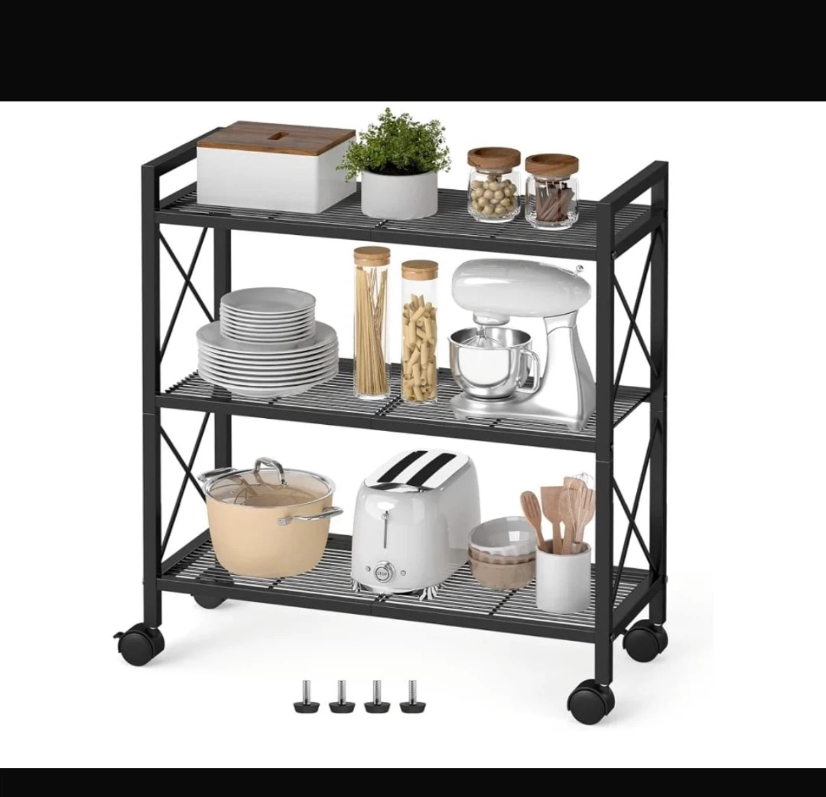 3-Tier Metal Storage Cart with Wheels - photo 5