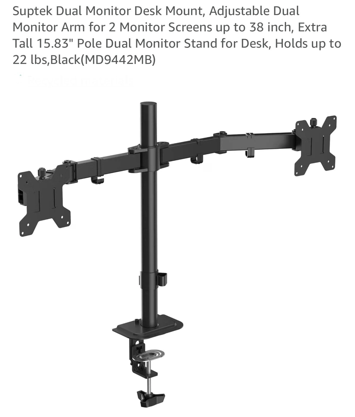Suptek Dual Monitor Desk Mount MD9442MB