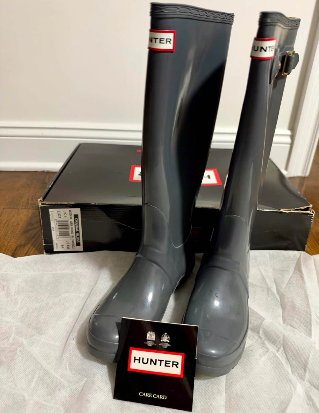 Hunter Original Gloss Rain Boots Graphite US 6W