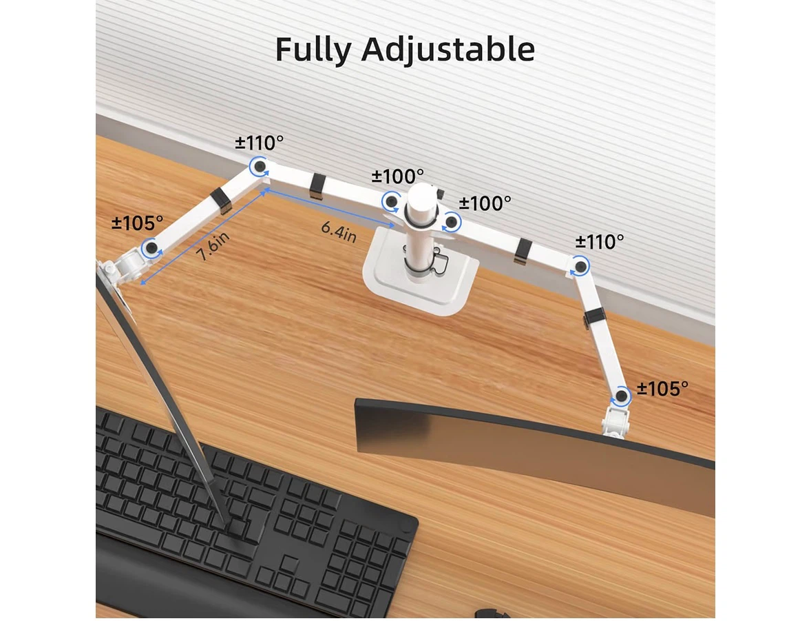 Suptek Dual Monitor Desk Mount - White - photo 3