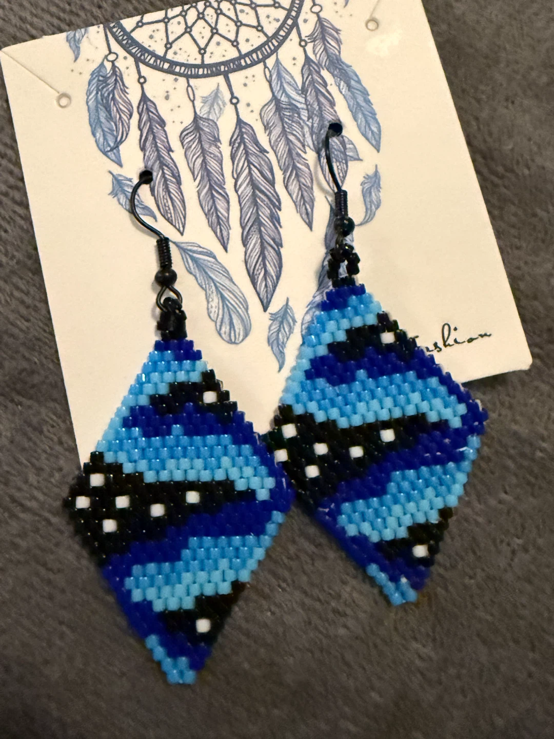 Handmade beaded diamond earrings