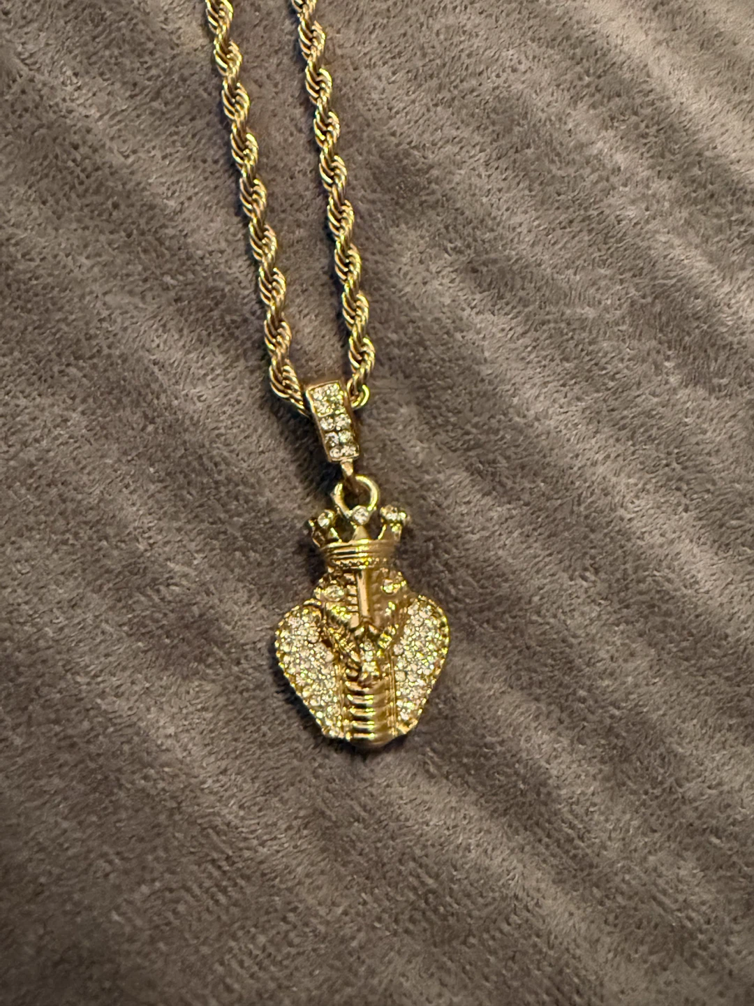 Gold-tone King Cobra Pendant Necklace