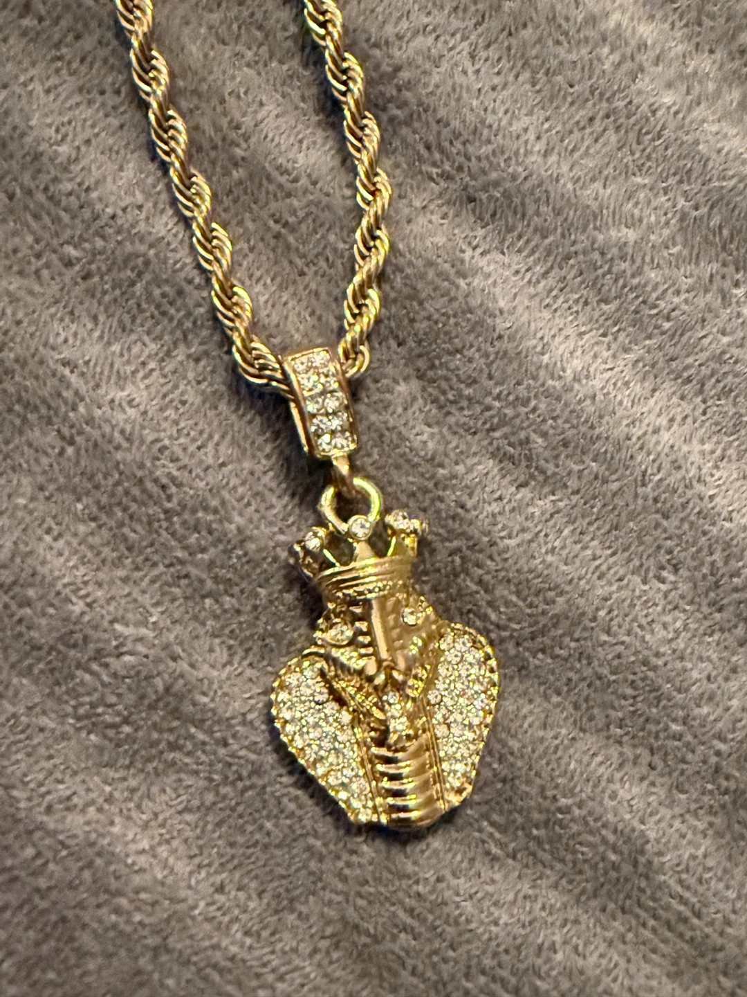 Gold-tone King Cobra Pendant Necklace - photo 3
