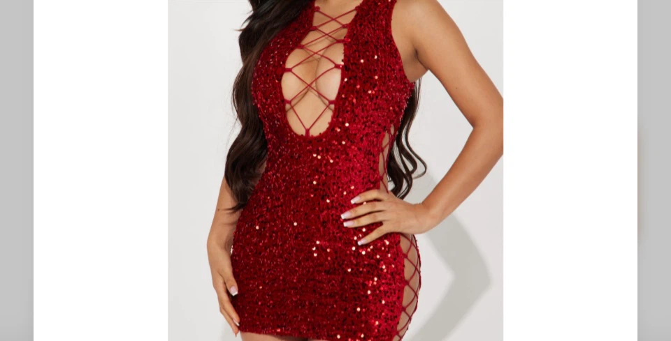 Fashion Nova Sabrina Sequin Mini Dress Red
