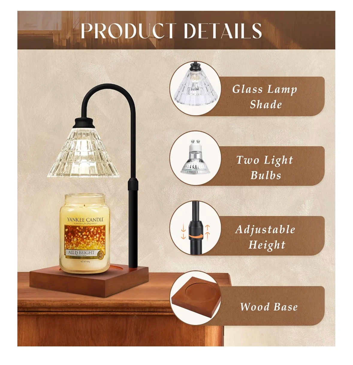 Adjustable Candle Warmer Lamp with Dimmer - photo 2