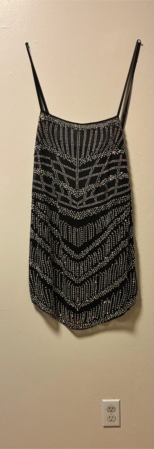 Black Rhinestone Embellished Mini Dress - photo 5