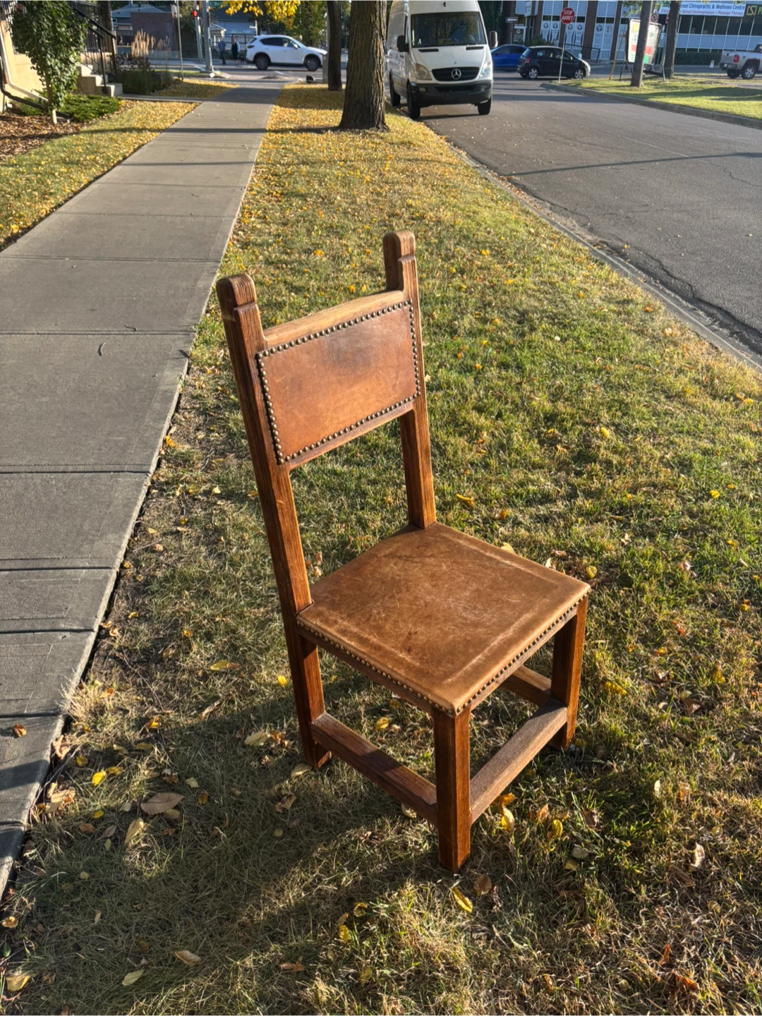 Authentic Vintage Mexican Artisan Accent Chair Heavy Oak Rawhide