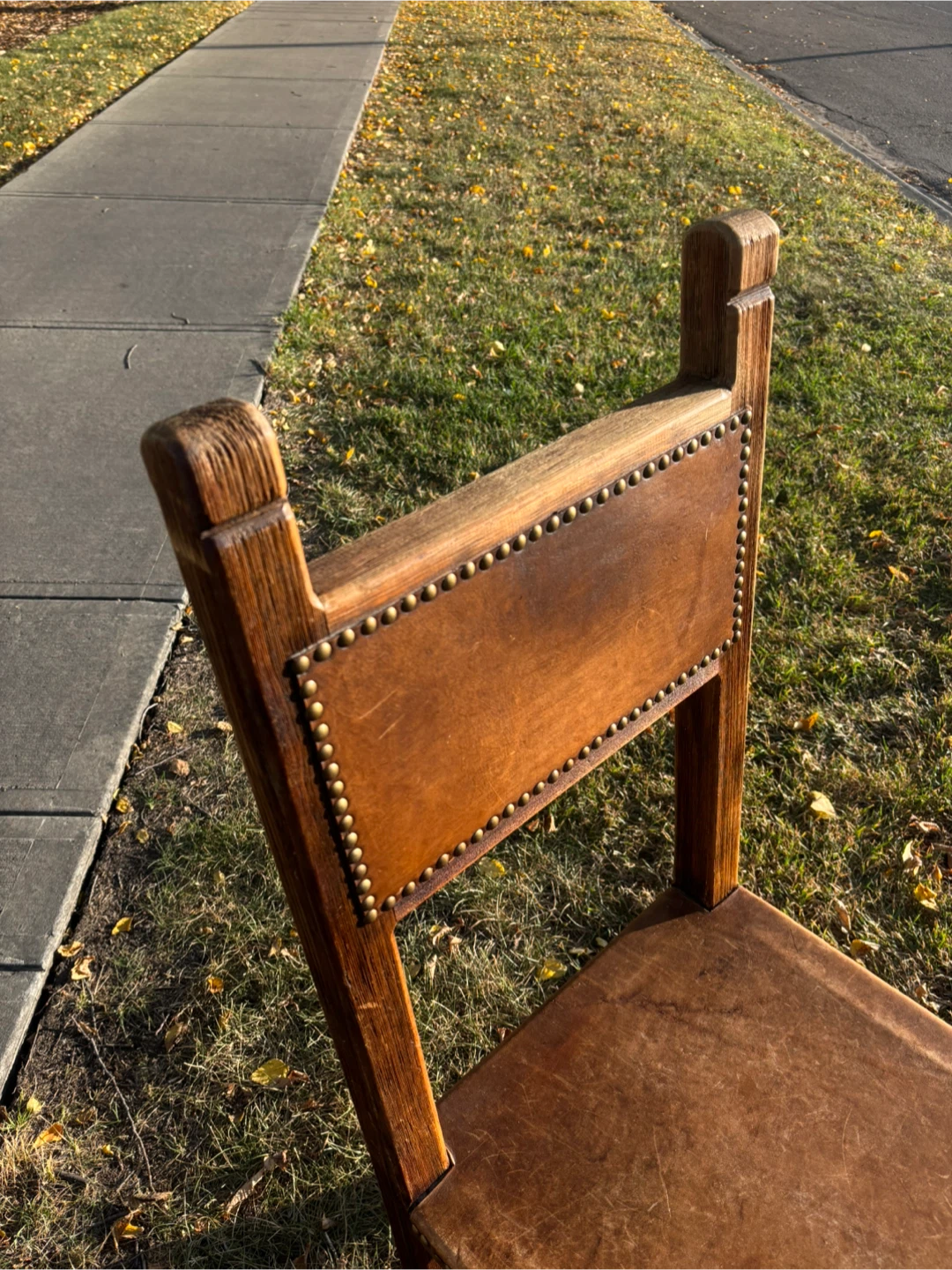 Authentic Vintage Mexican Artisan Accent Chair Heavy Oak Rawhide - photo 2
