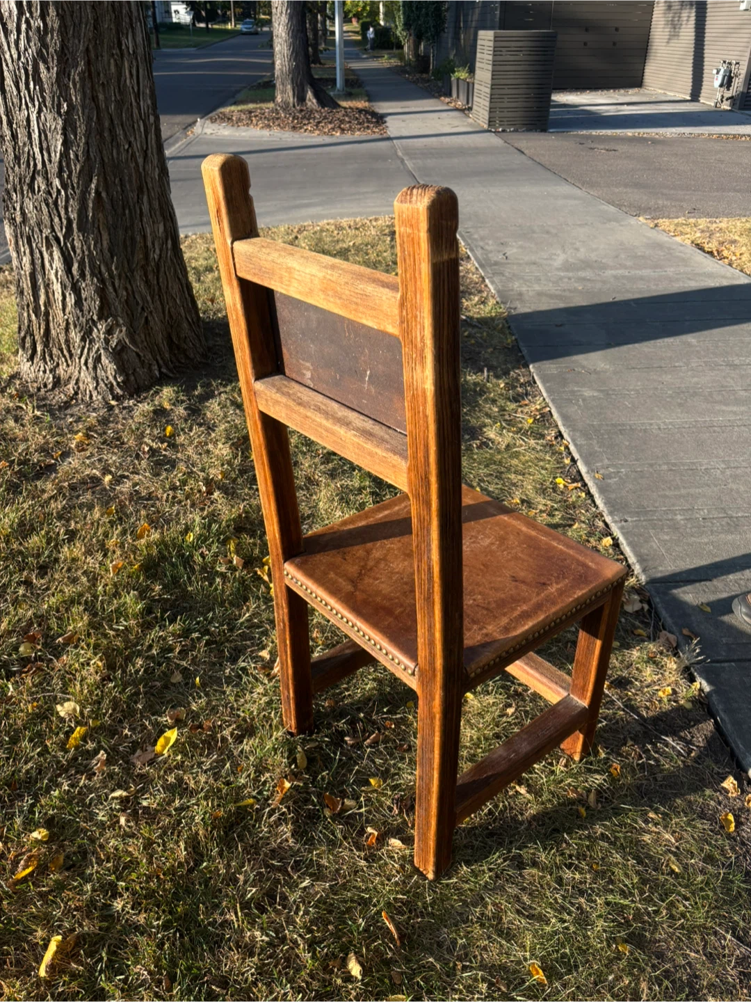 Authentic Vintage Mexican Artisan Accent Chair Heavy Oak Rawhide - photo 4