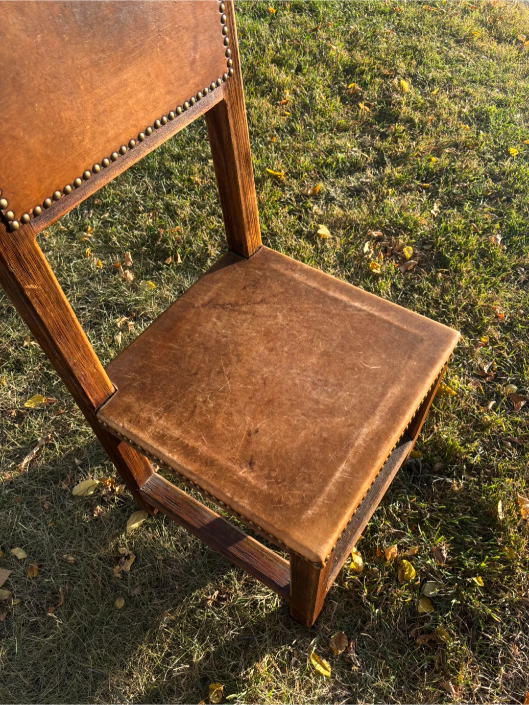 Authentic Vintage Mexican Artisan Accent Chair Heavy Oak Rawhide - photo 5