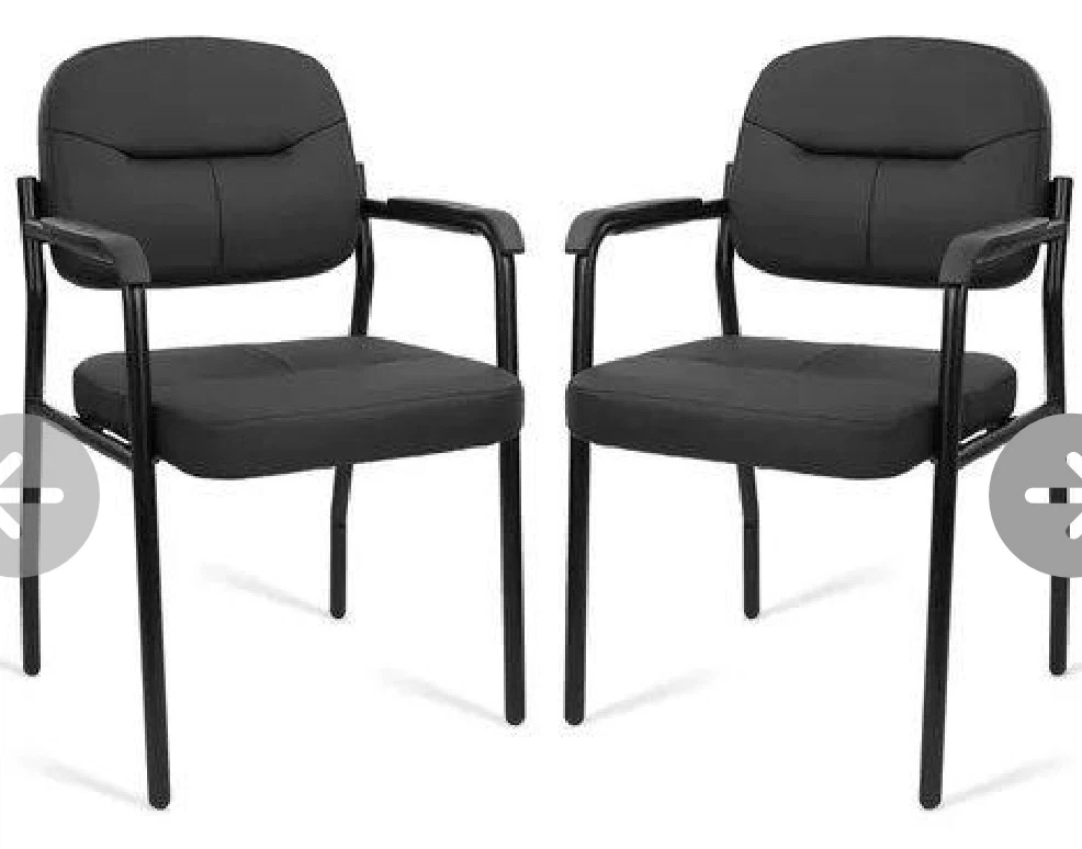 Set of 2 Black Padded Office Chairs