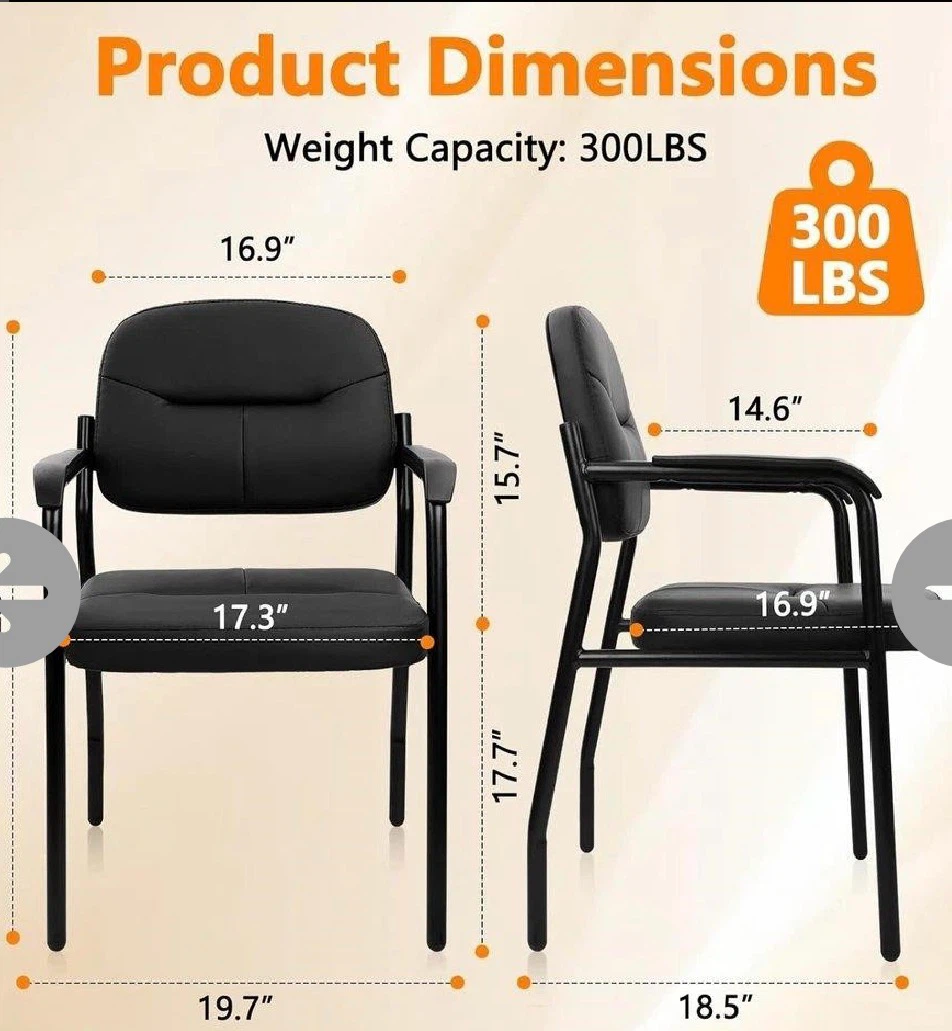 Set of 2 Black Padded Office Chairs - photo 2