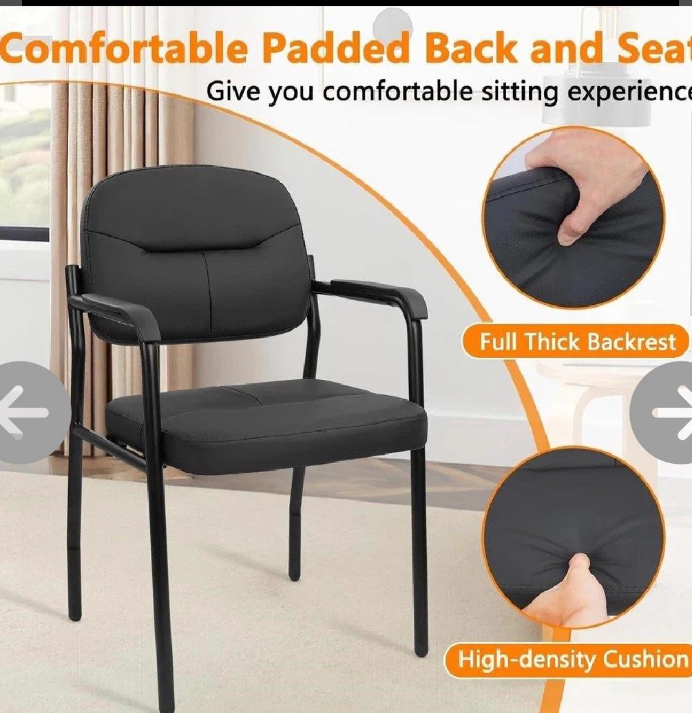 Set of 2 Black Padded Office Chairs - photo 3