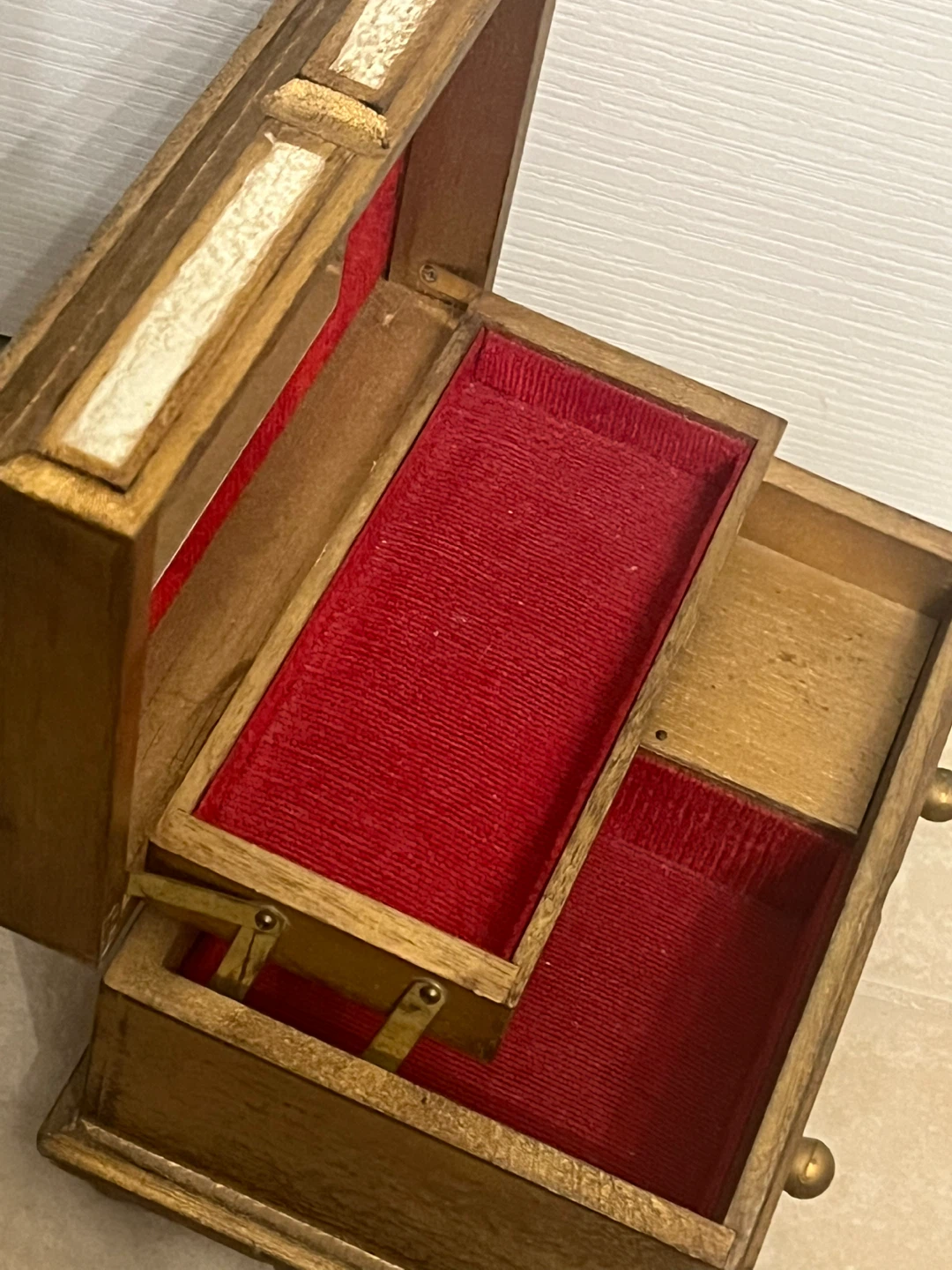 Vintage Wooden Jewellery Box with Mirror - photo 5
