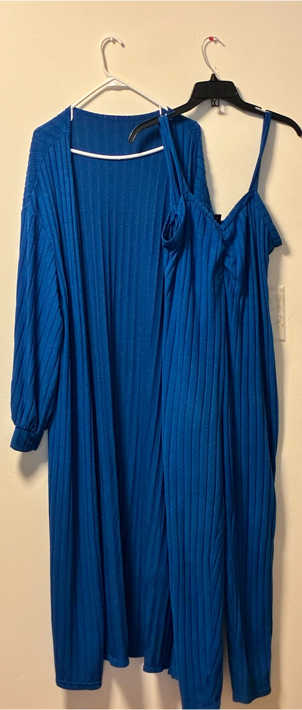 Blue Ribbed Matching Set