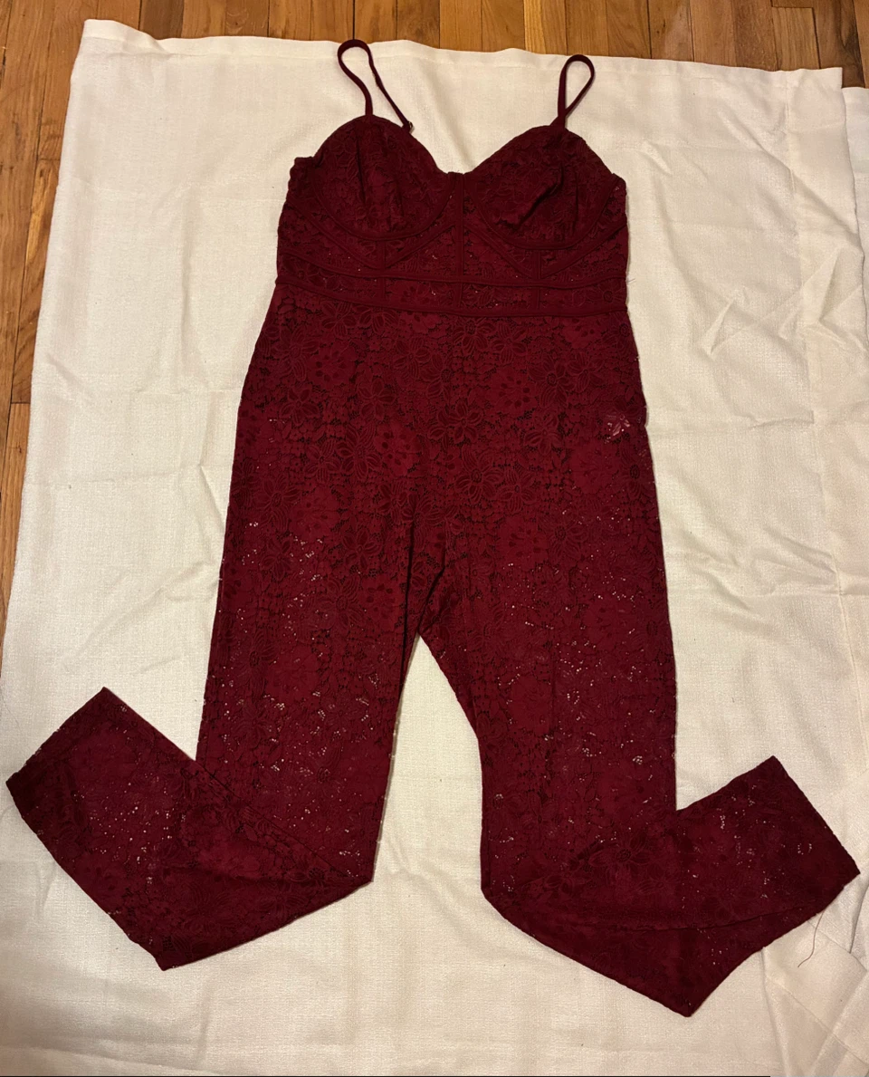 Maroon Lace Jumpsuit 2XL - photo 2