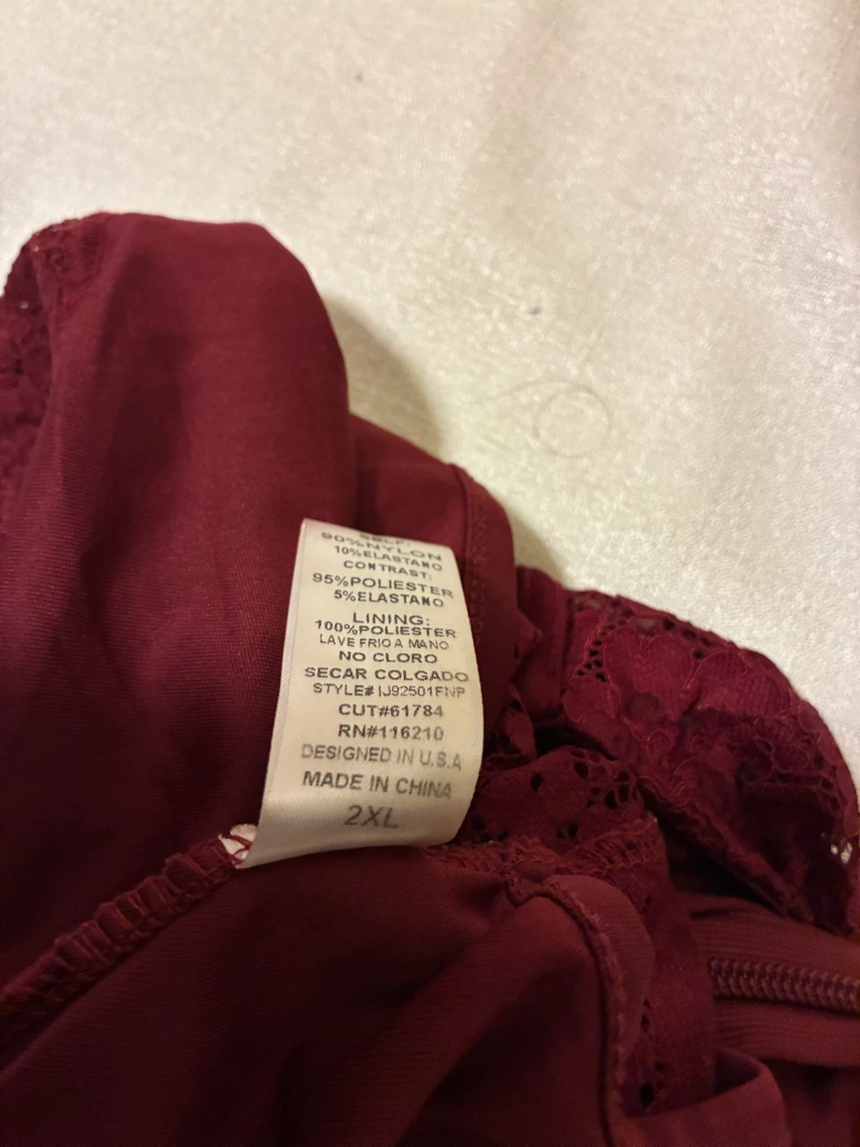 Maroon Lace Jumpsuit 2XL - photo 3